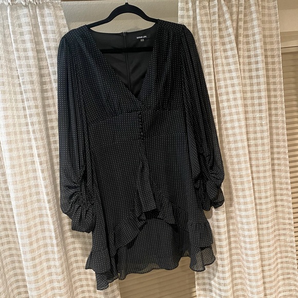 Sugar Lips- size S, black polka dot dress with ruffles - Picture 2 of 4